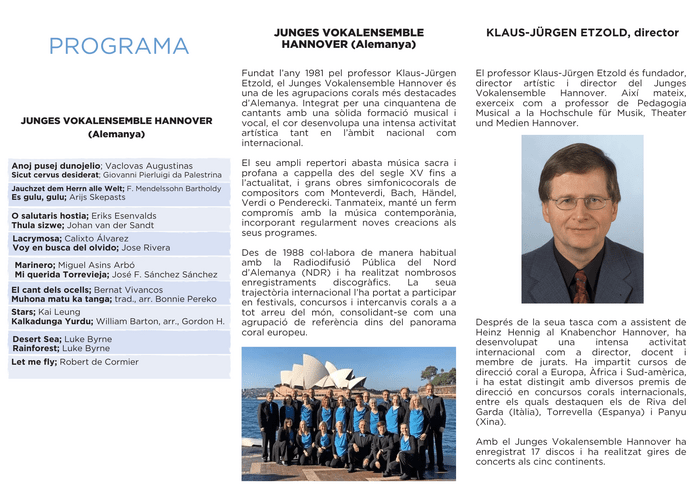 El cor Junges Vokalensemble Hannover actuarà a Castelló