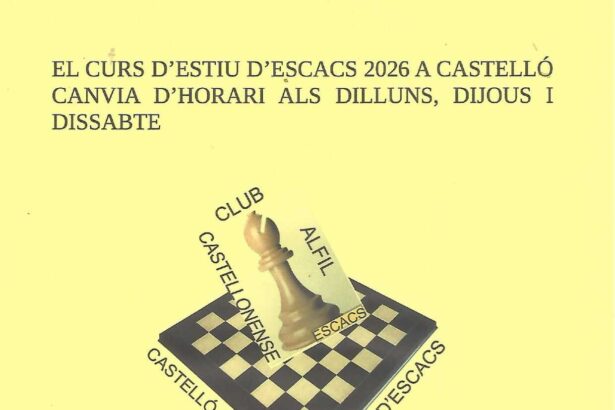 El Club d'Escacs Alfil Castellonense canvia l'horari de l'escola d'estiu