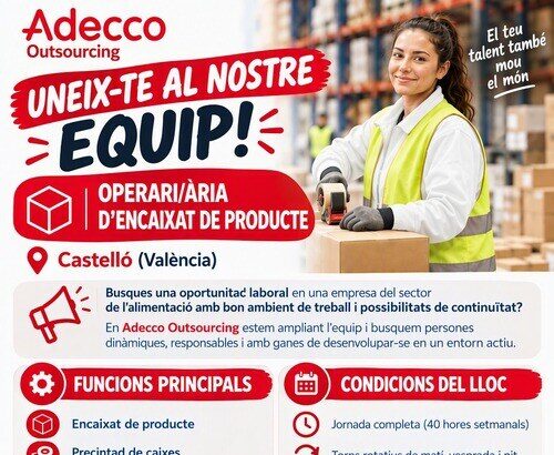 Oferta operari-a d'encaixat de producte.