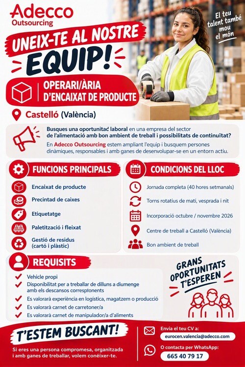 Oferta operari-a d'encaixat de producte.