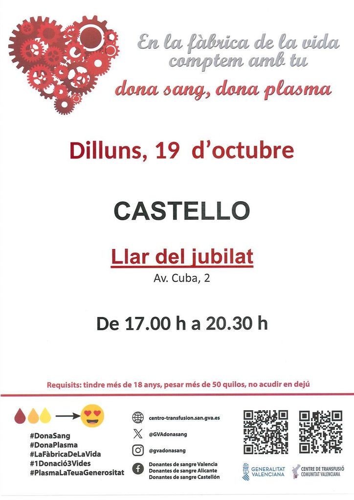 Cartell Nova jornada de donació de sang