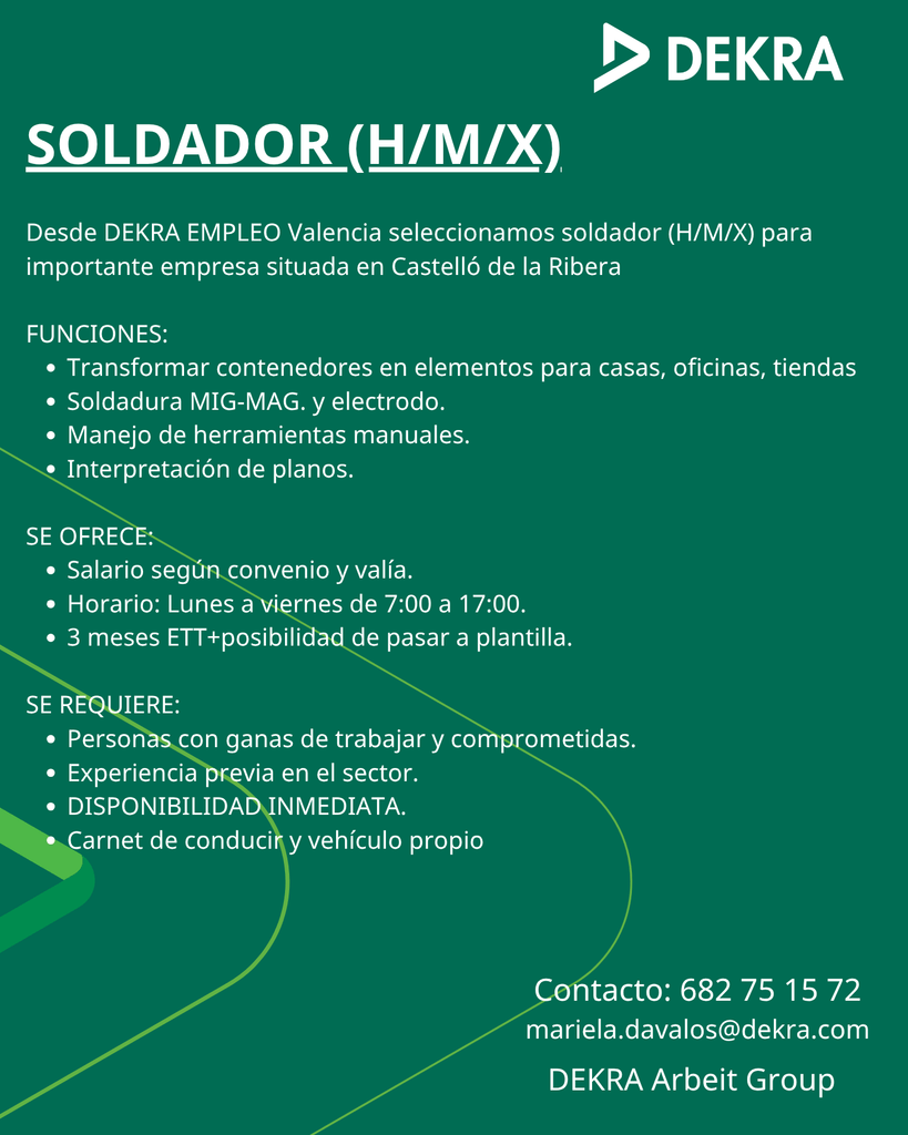 L’Ajuntament de Castelló informa de dues ofertes de treball externes per a professionals d’ajuda a domicili i soldadura, amb diferents requisits i condicions laborals.